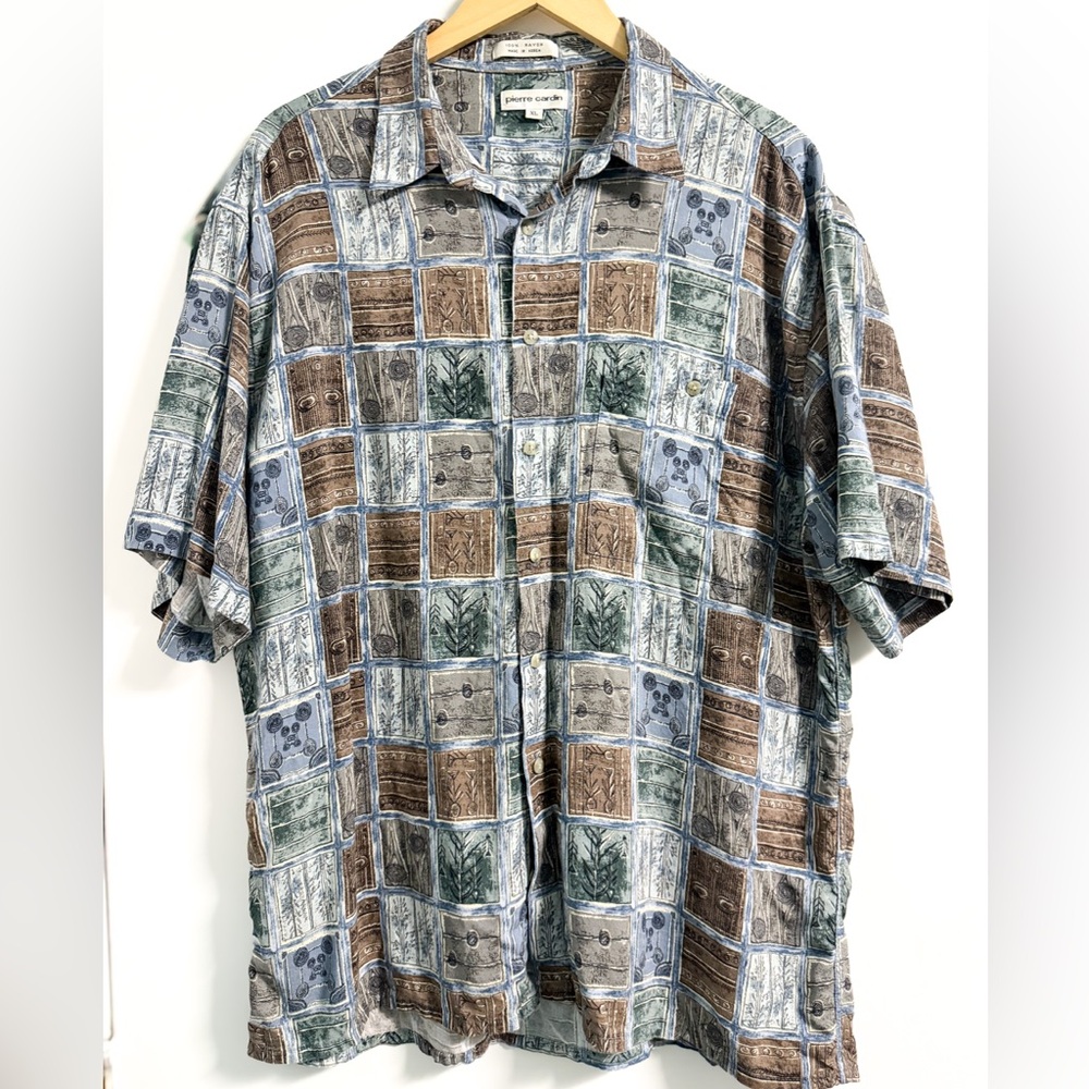 Pierre Cardin Rayon Camp Shirt XL Vintage Resort Vacation Button Up